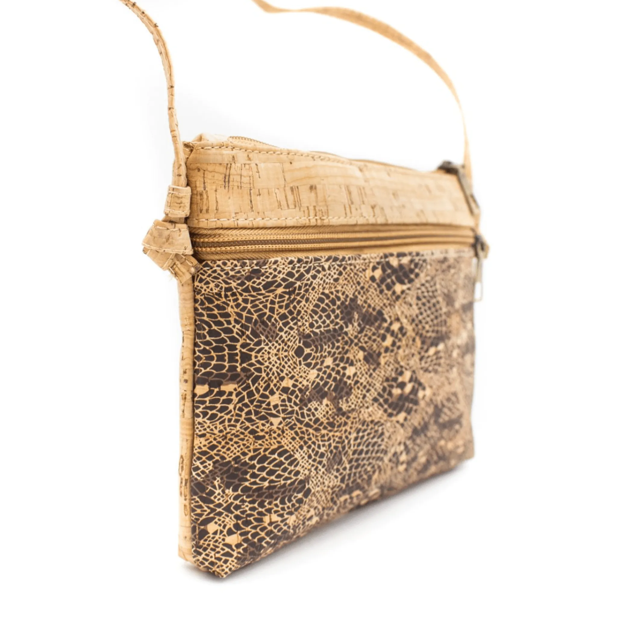 Snake Pattern Cork Messenger Bag