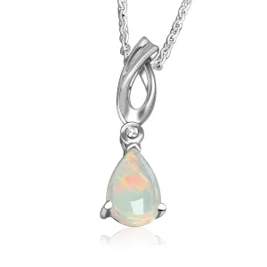 Sterling Silver Pear shape White Opal pendant