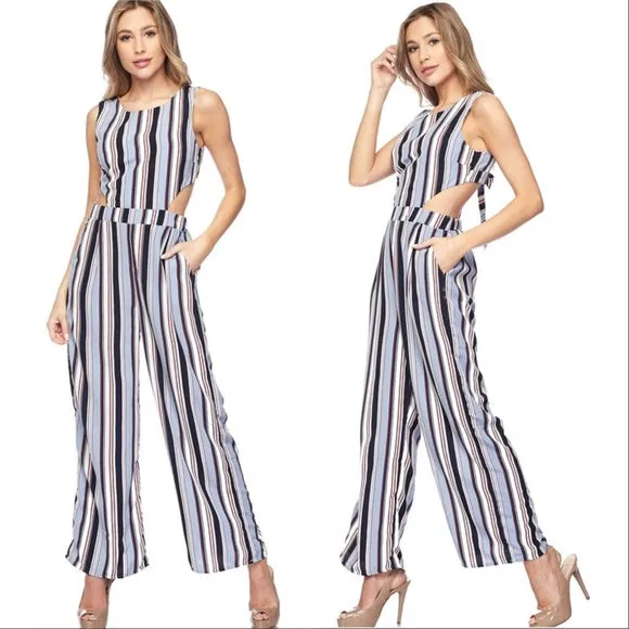 Striped wide legged pants