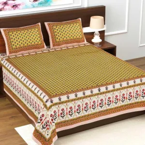 Sukhvi Printed Bedsheet - Yellow