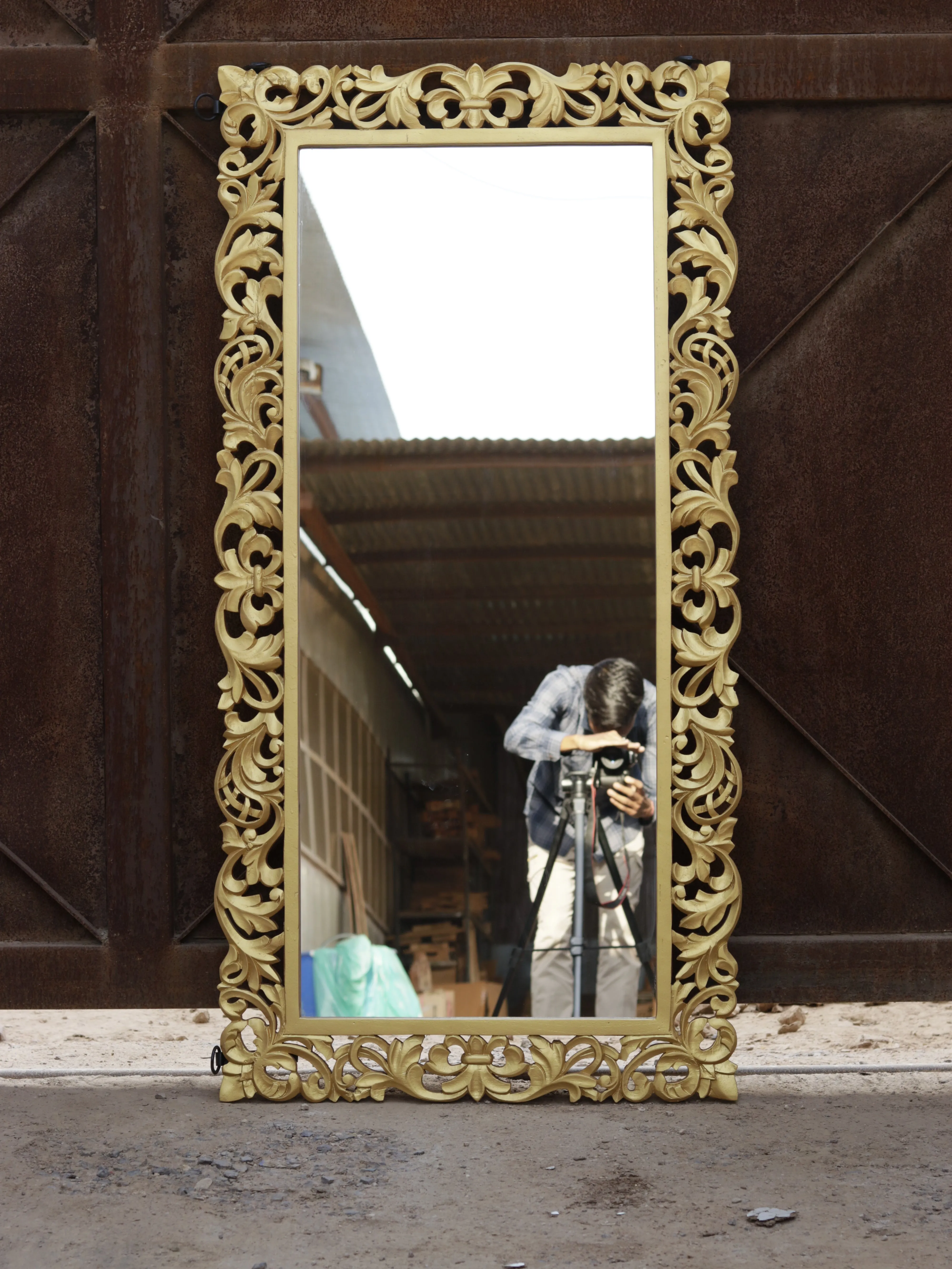 Swirling Fleur Carved Mirror