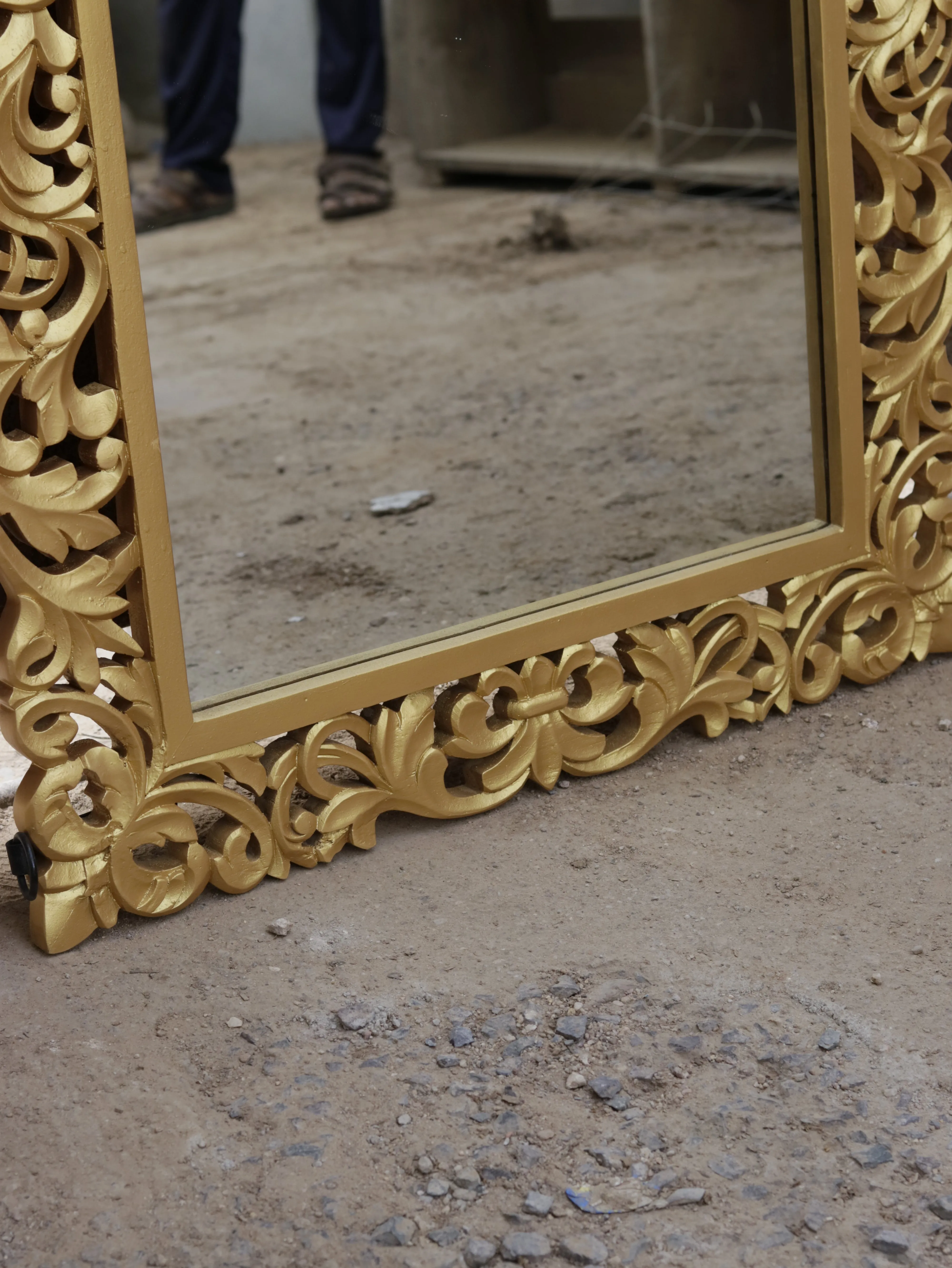 Swirling Fleur Carved Mirror