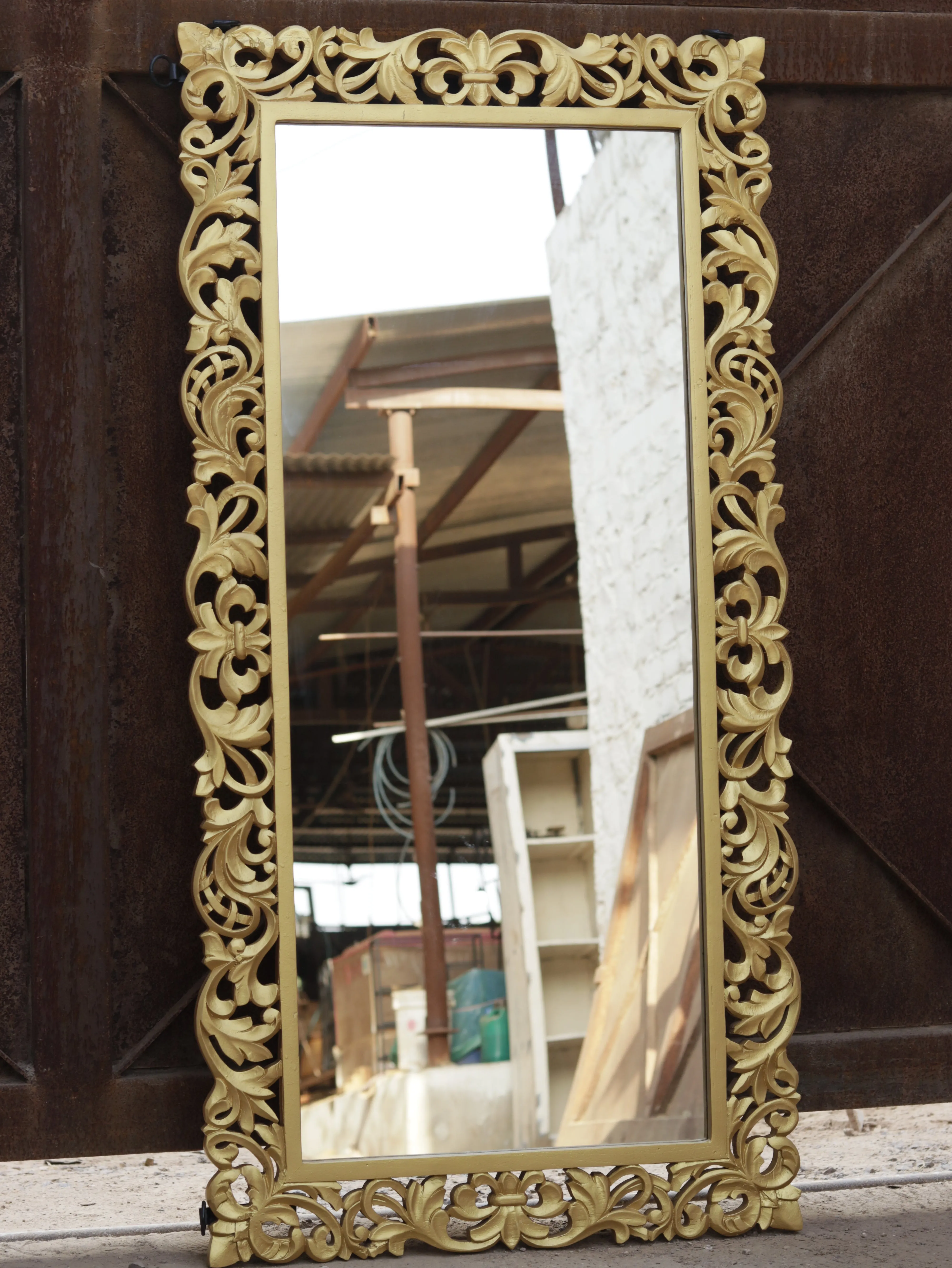 Swirling Fleur Carved Mirror