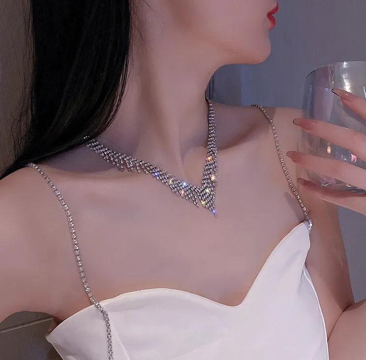 Tassel Collarbone Luxury Sparkling Necklace