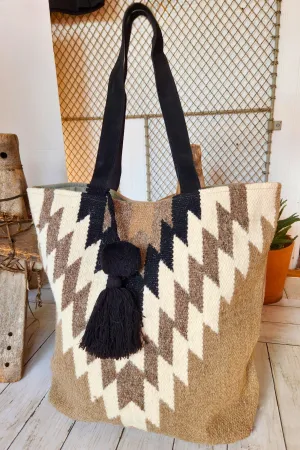 Taupe & Cream & Black Aztec Tote Bag