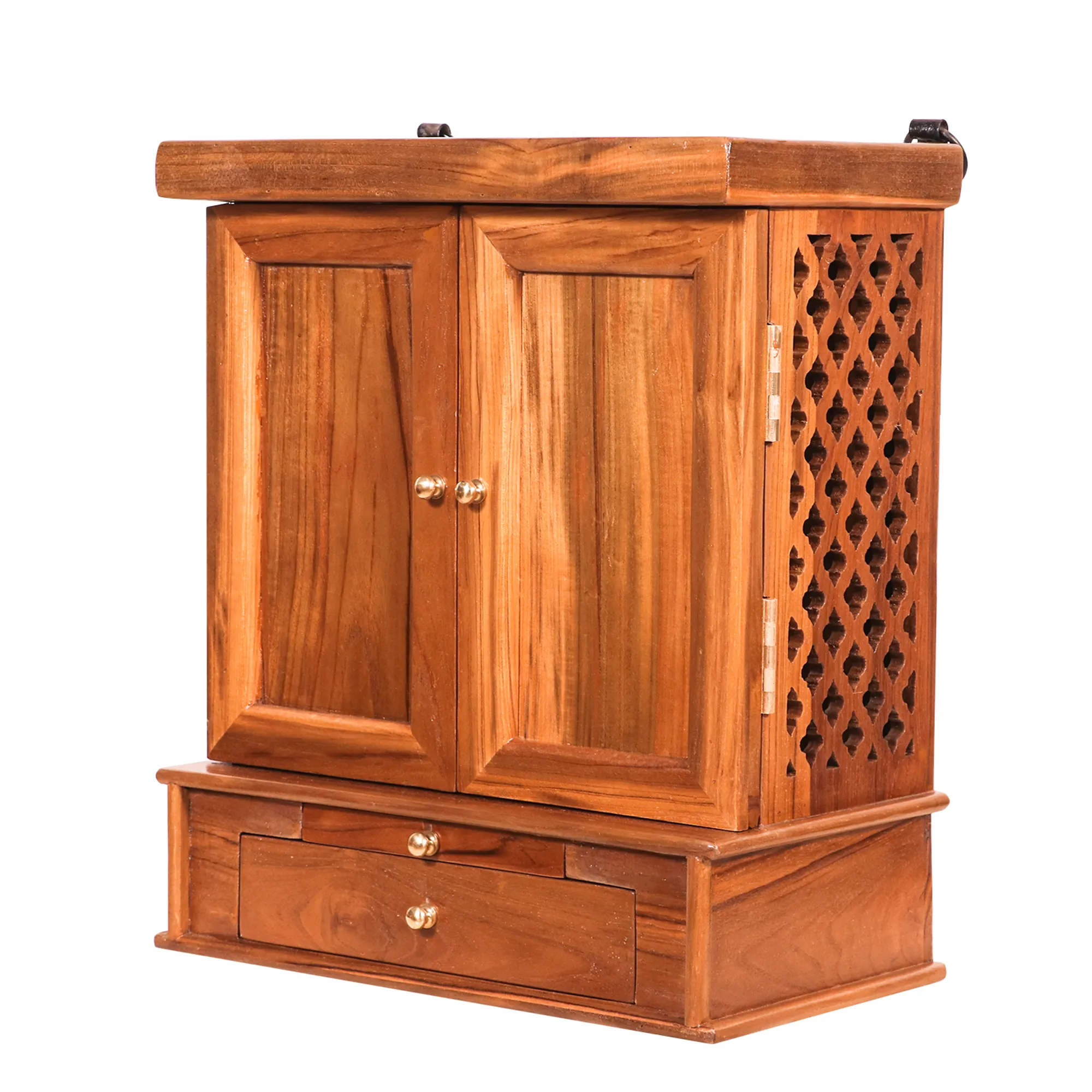 Teak wood compact side jali & front wooden with 1 drawer & Tray