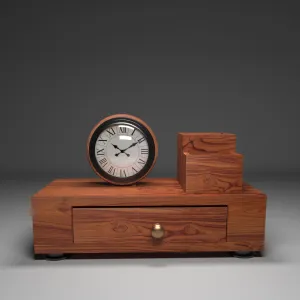 Teak wood Organiser with Clock