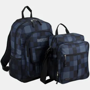 Tech Backpack with Messenger Gear Bag Combo Blue Plaid