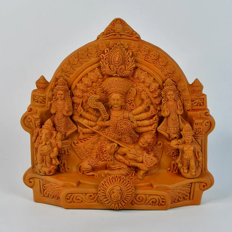 Terracotta Large Durga Mata Idol | Brown | Table Décor | 27 Cm