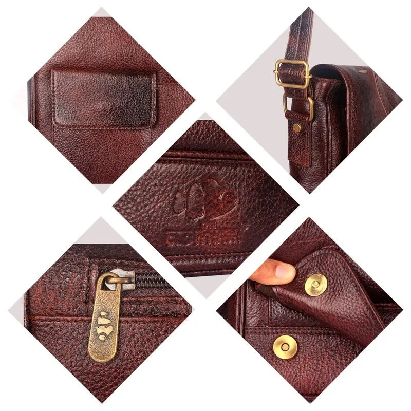 THE CLOWNFISH Groove Leather 24 cms Mahogany Messenger Bag