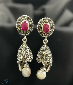 The Varnaka Silver Marcasite Jhumkas