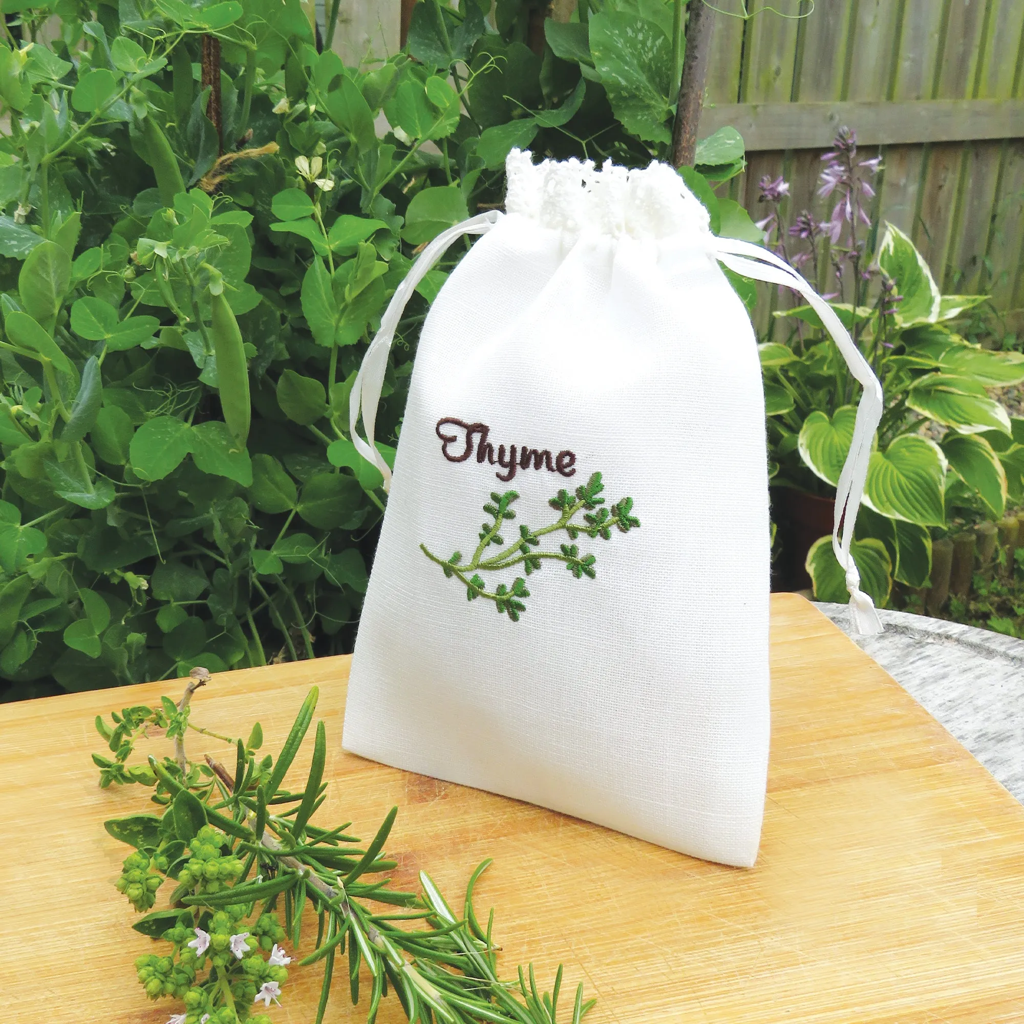 Thyme Herb Drawstring Bag