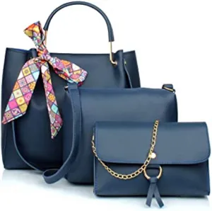 TMN BLUE Ccombo of  Handbags with sling and Goldn chain.