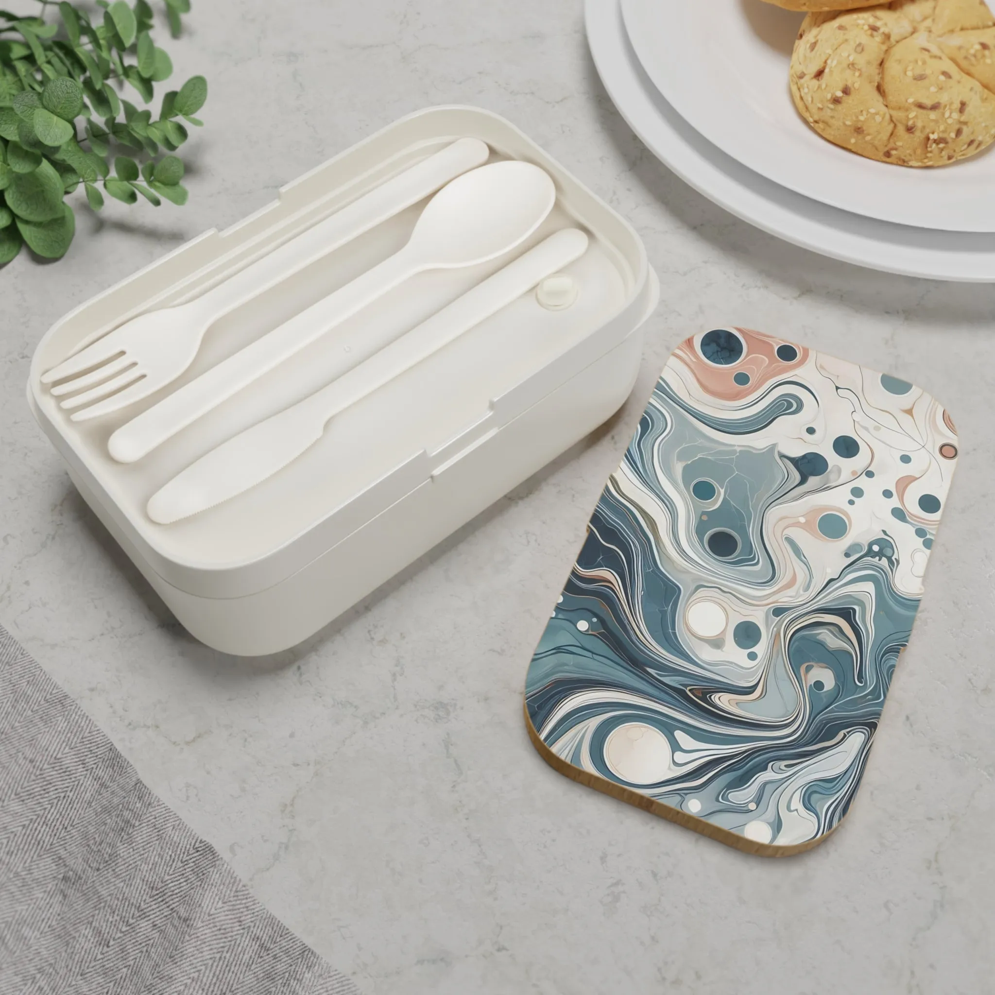 Traditional marbling art in pastel tones Bento Lunch Box