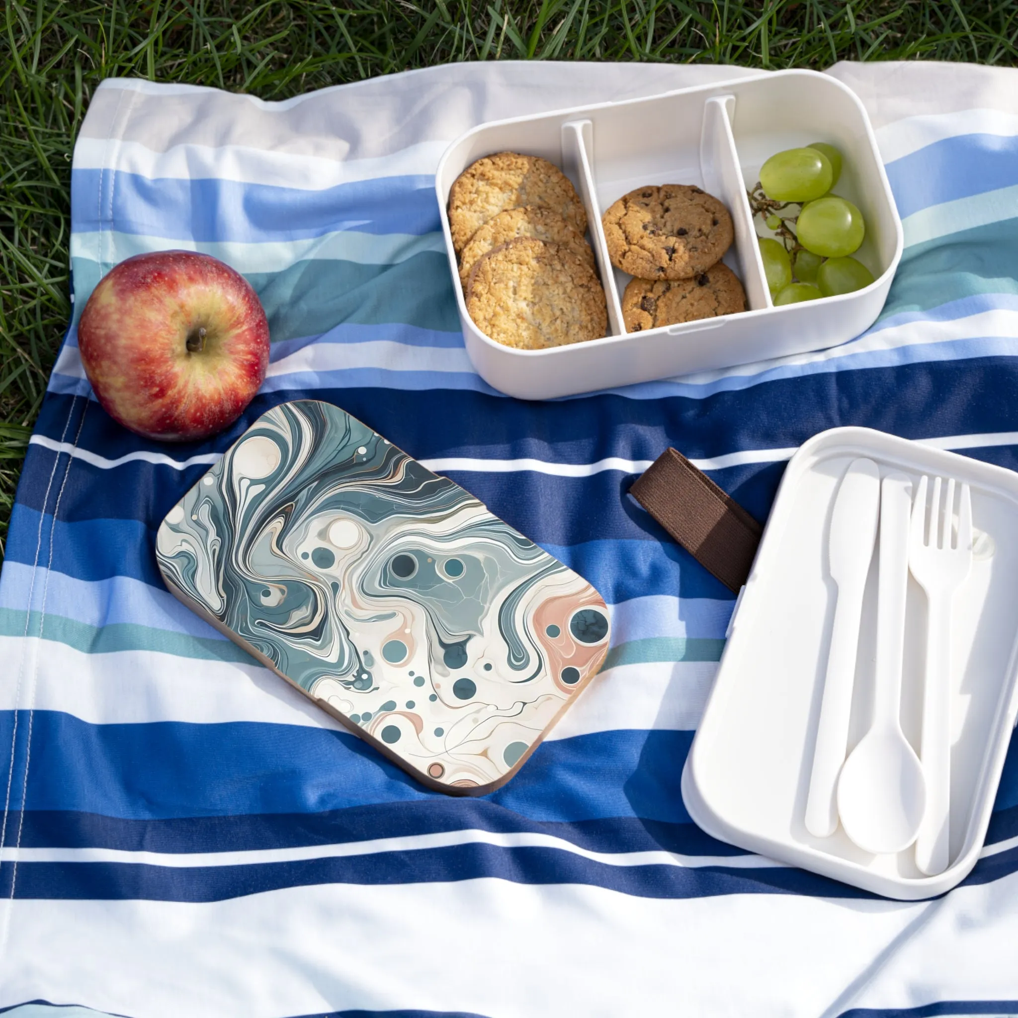 Traditional marbling art in pastel tones Bento Lunch Box