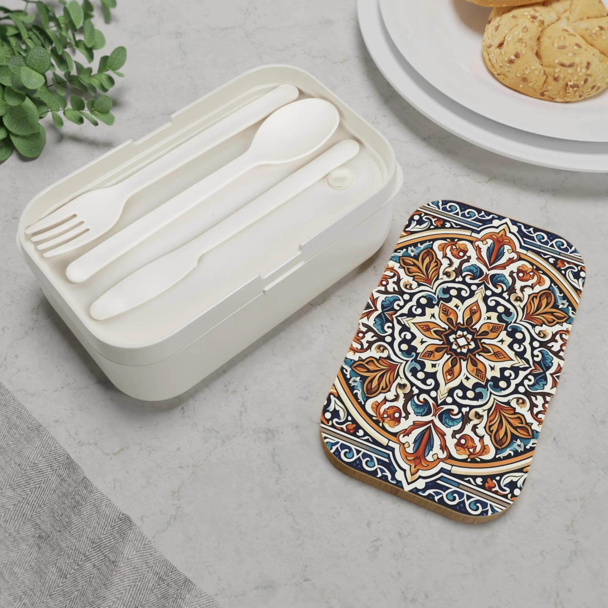 Traditional tile art watercolour effect Bento Lunch Box