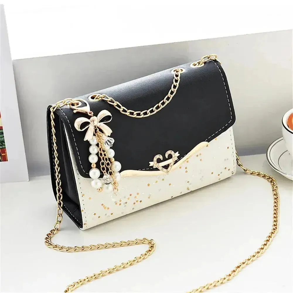 Trendy Sequin Messenger Bag for Women with Tassel Pendant