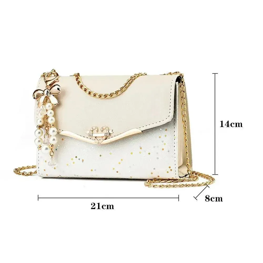 Trendy Sequin Messenger Bag for Women with Tassel Pendant