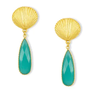 Tria Shell Earrings Aqua