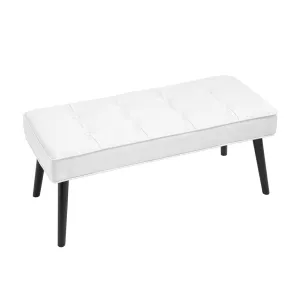 versatile Velvet Upholstered Accent Bench, Modern Entryway Bench with Button Tufting and Solid Wood Legs, Indoor Bench for Bedroom Living Room, Light Gray