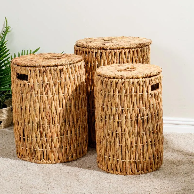 Vietnamese Laundry Hamper with Lid - Round