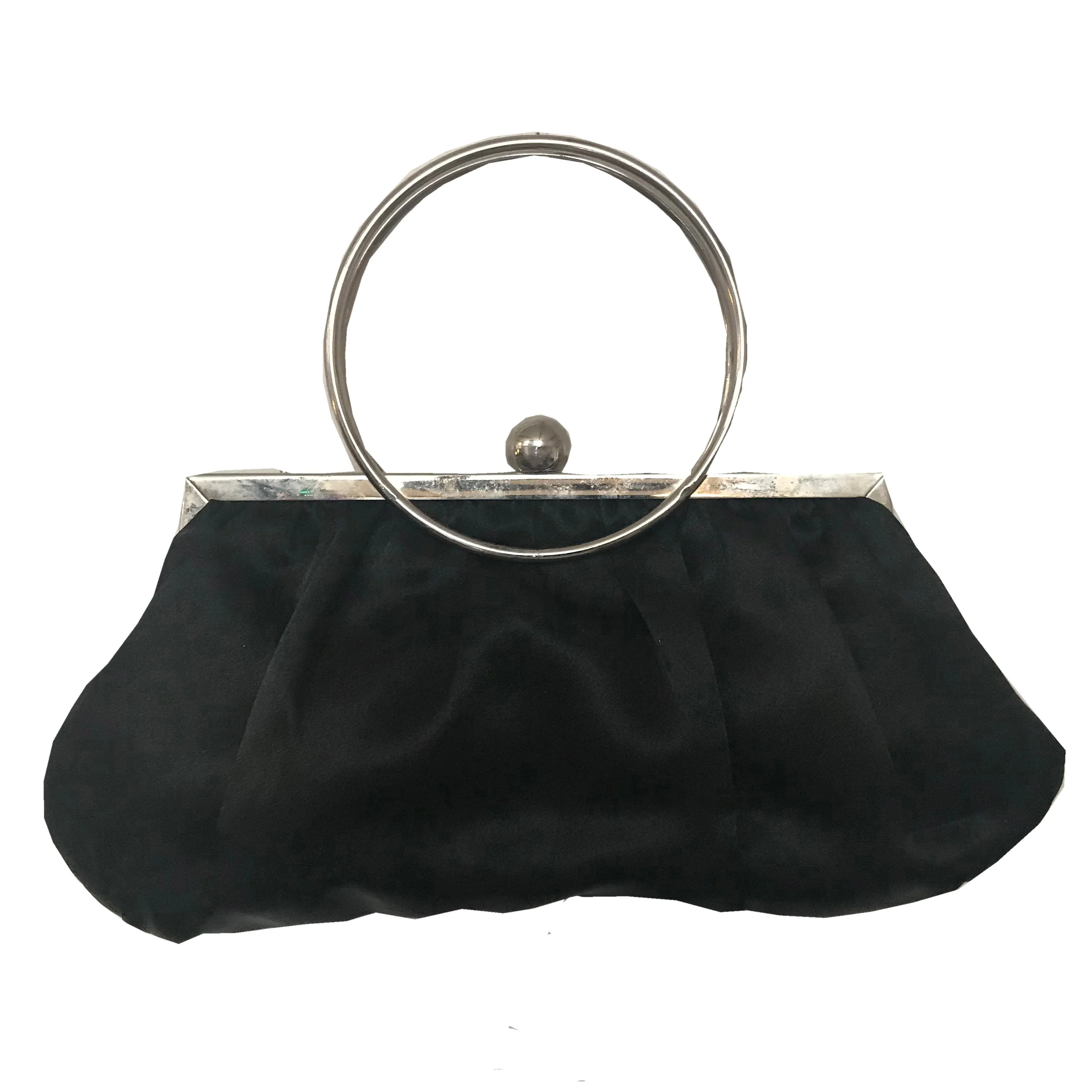 Vintage 1950s Circle Handle Satin Evening Bag