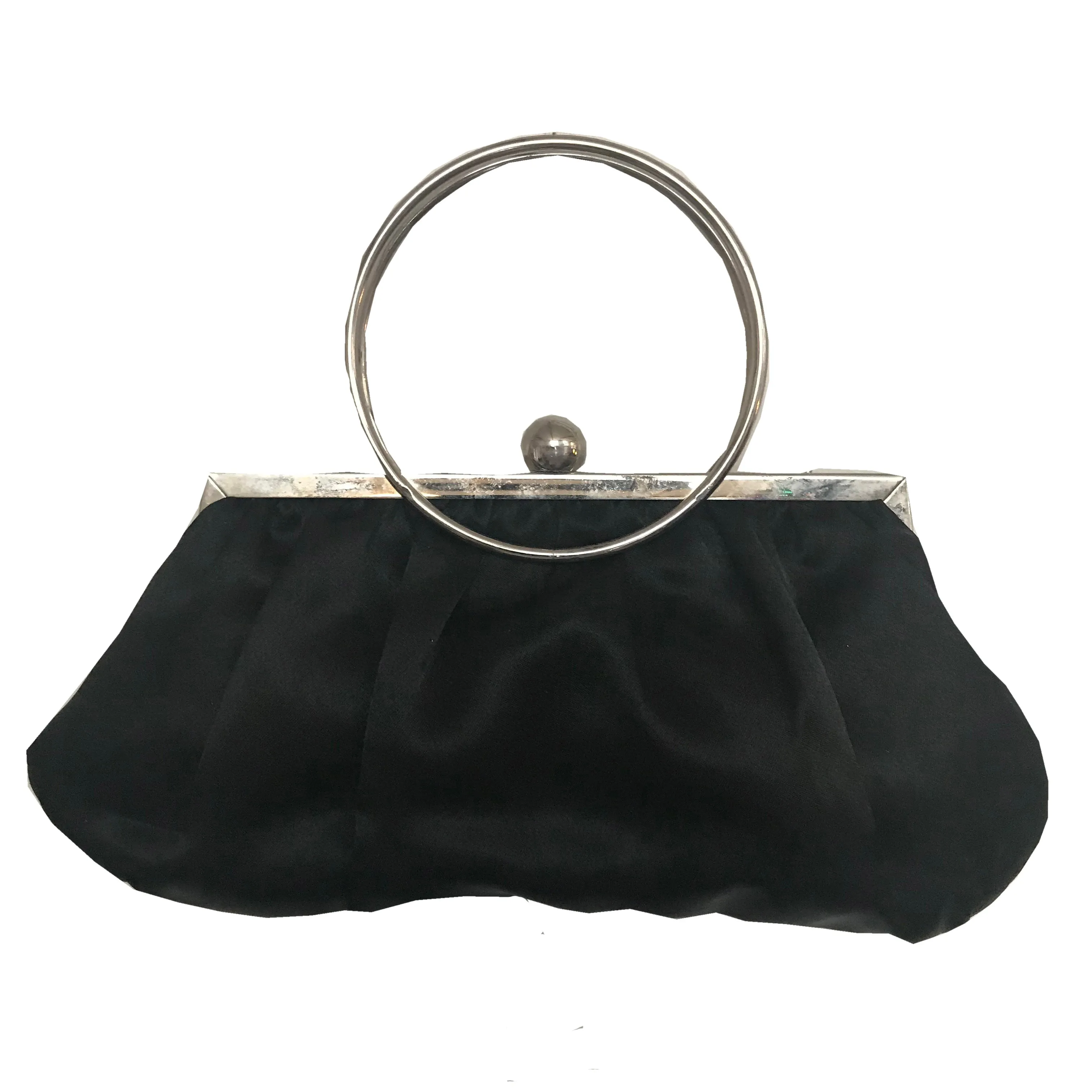 Vintage 1950s Circle Handle Satin Evening Bag