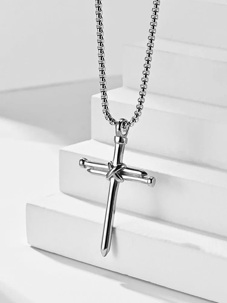 Vintage Nail Cross Pendant with Chain