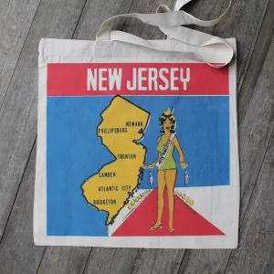 Vintage New Jersey Decal reusable canvas tote bag