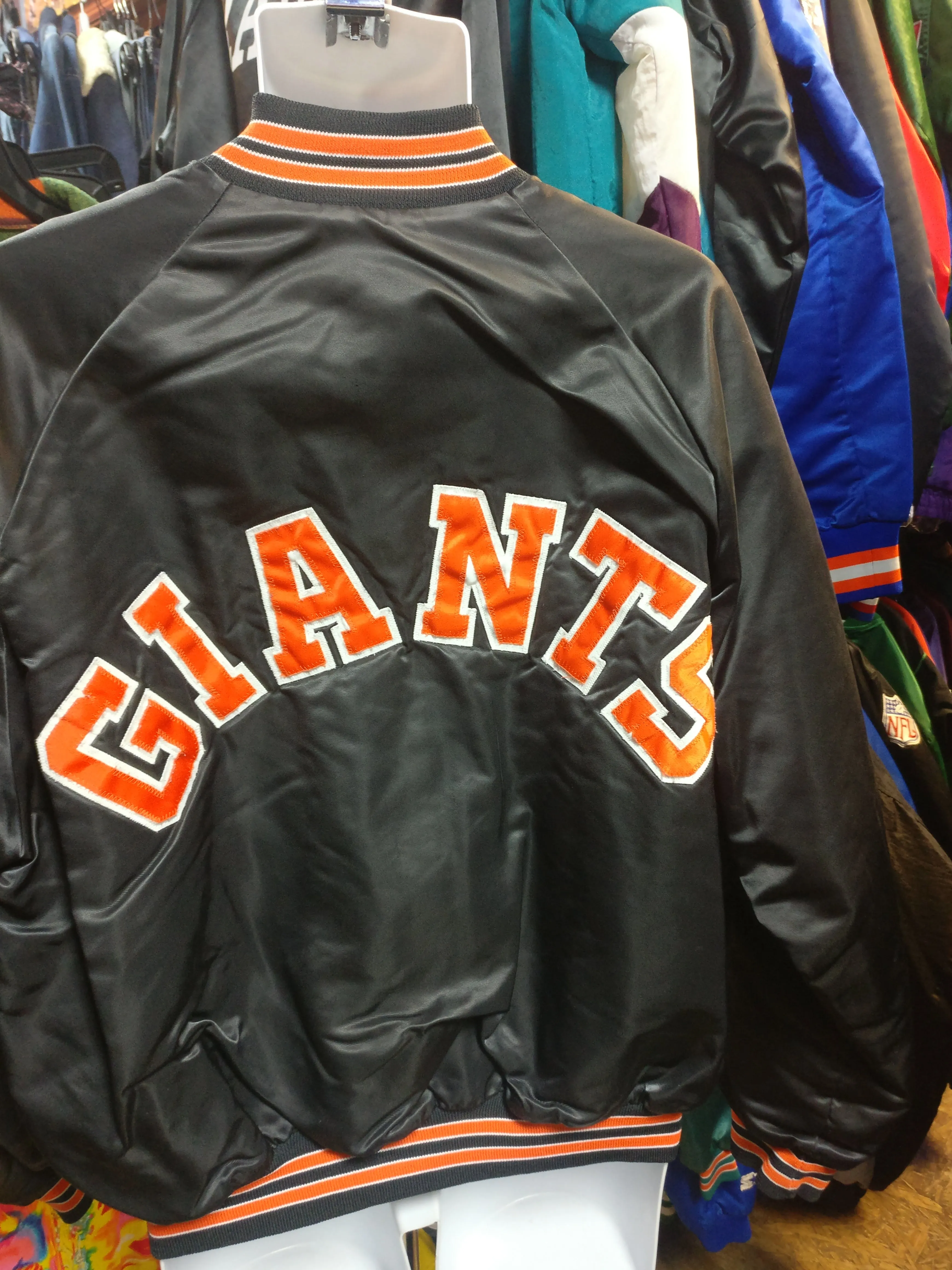 Vtg 80s SAN FRANCISCO GIANTS MLB Chalk Line Back Patch Nylon Jacket XL