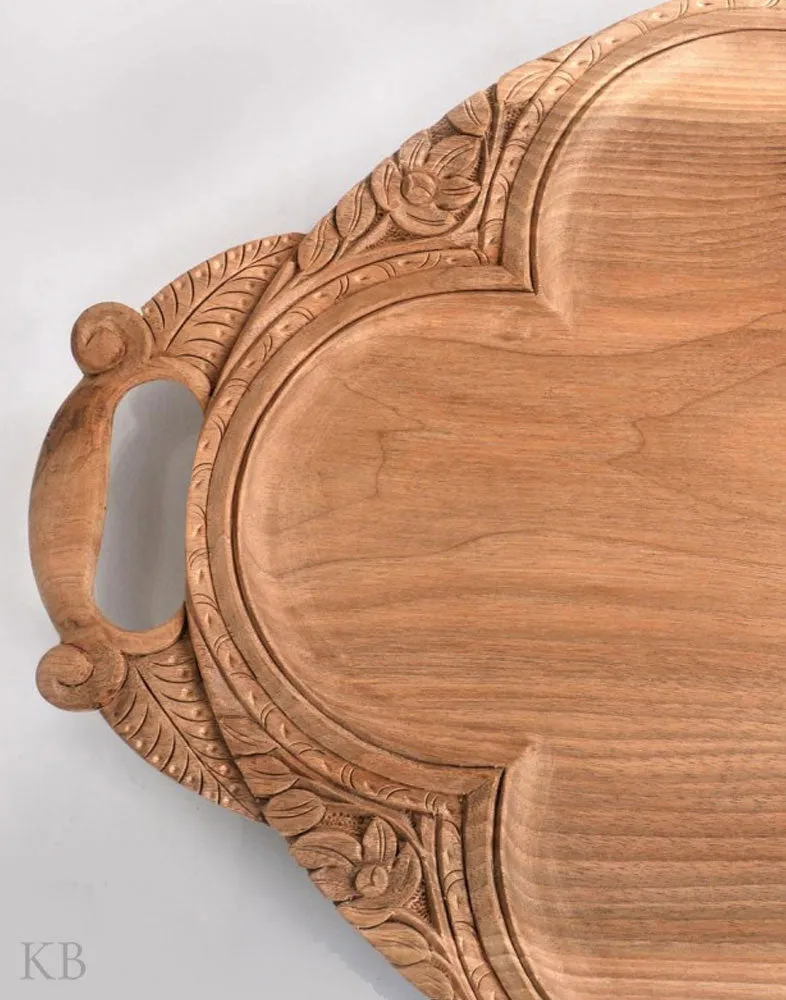 Walnut Wood Leafy Handmade Tray