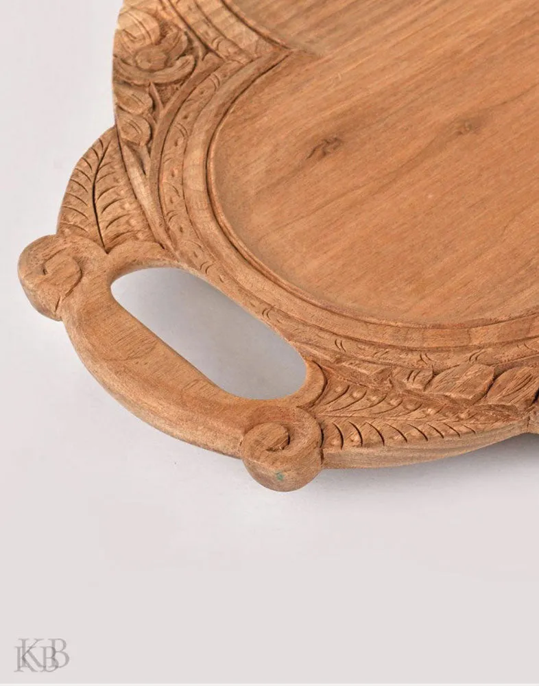 Walnut Wood Leafy Handmade Tray