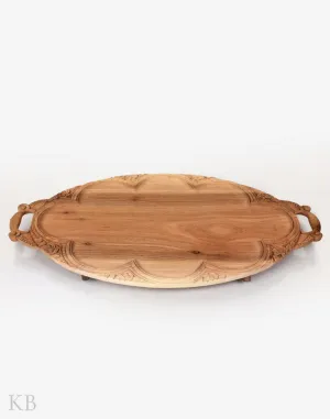 Walnut Wood Leafy Handmade Tray