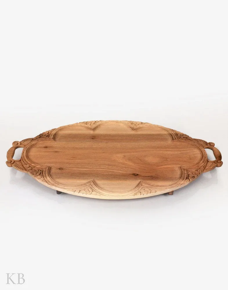 Walnut Wood Leafy Handmade Tray