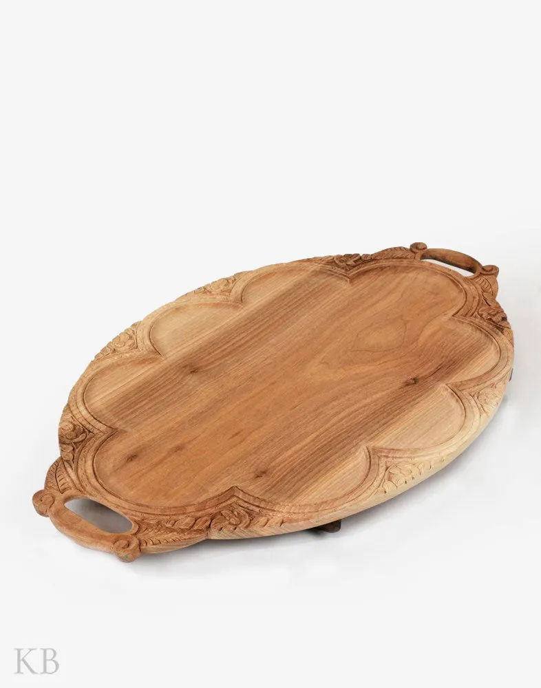 Walnut Wood Leafy Handmade Tray