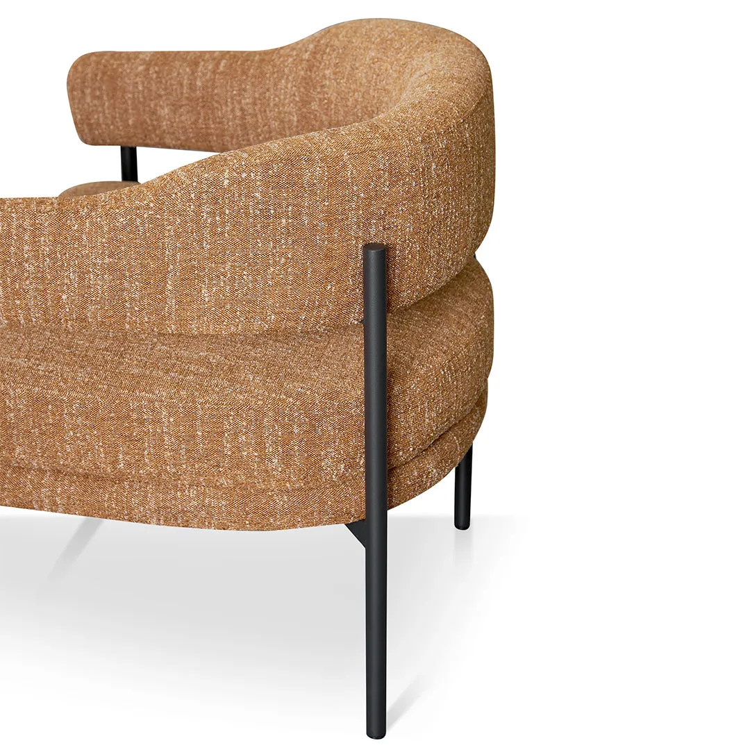 Walton Ginger Brown Fabric Armchair - Black Legs