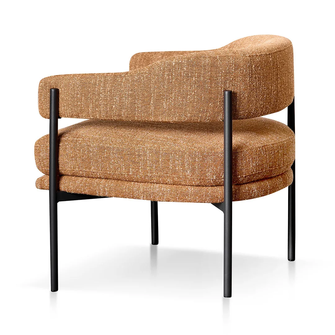 Walton Ginger Brown Fabric Armchair - Black Legs