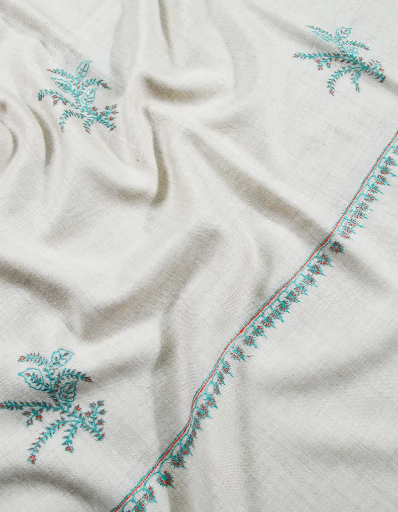 white embroidery pashmina shawl 8057