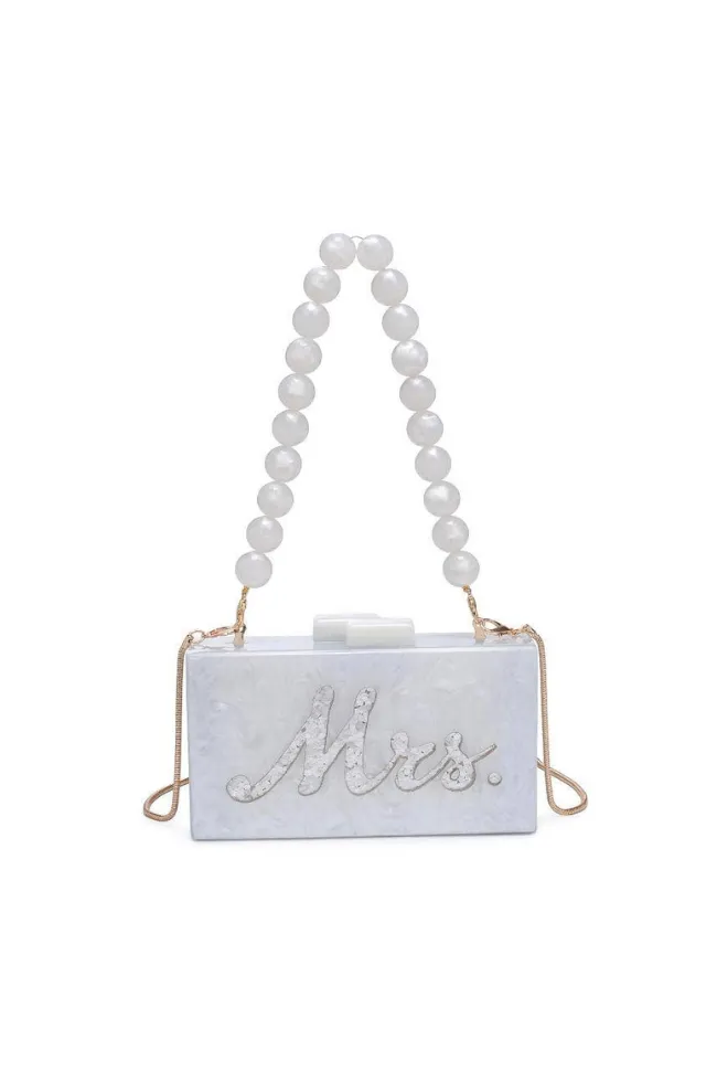 White Shimmer "Mrs" Handbag