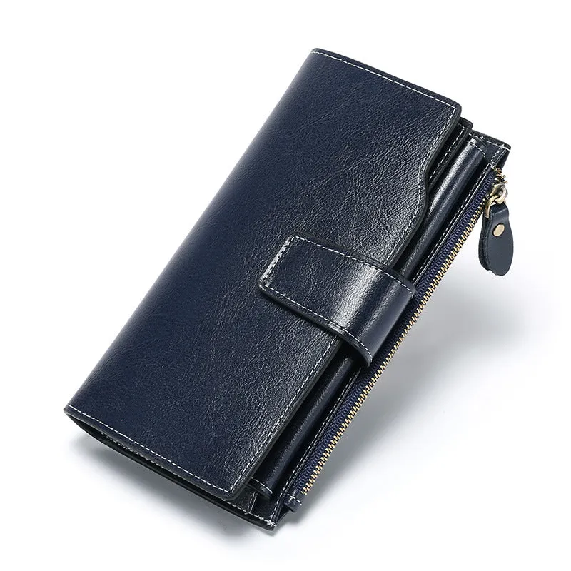 Women Leather Long Wallet with Cellphone Pocket 5156