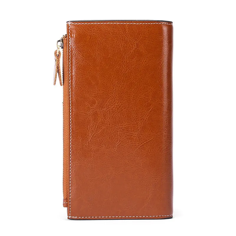 Women Leather Long Wallet with Cellphone Pocket 5156