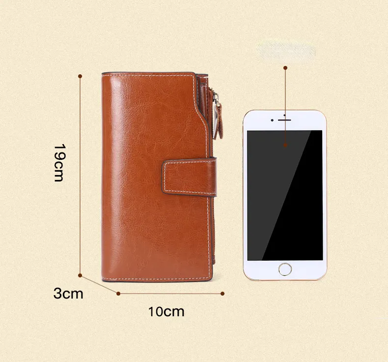 Women Leather Long Wallet with Cellphone Pocket 5156