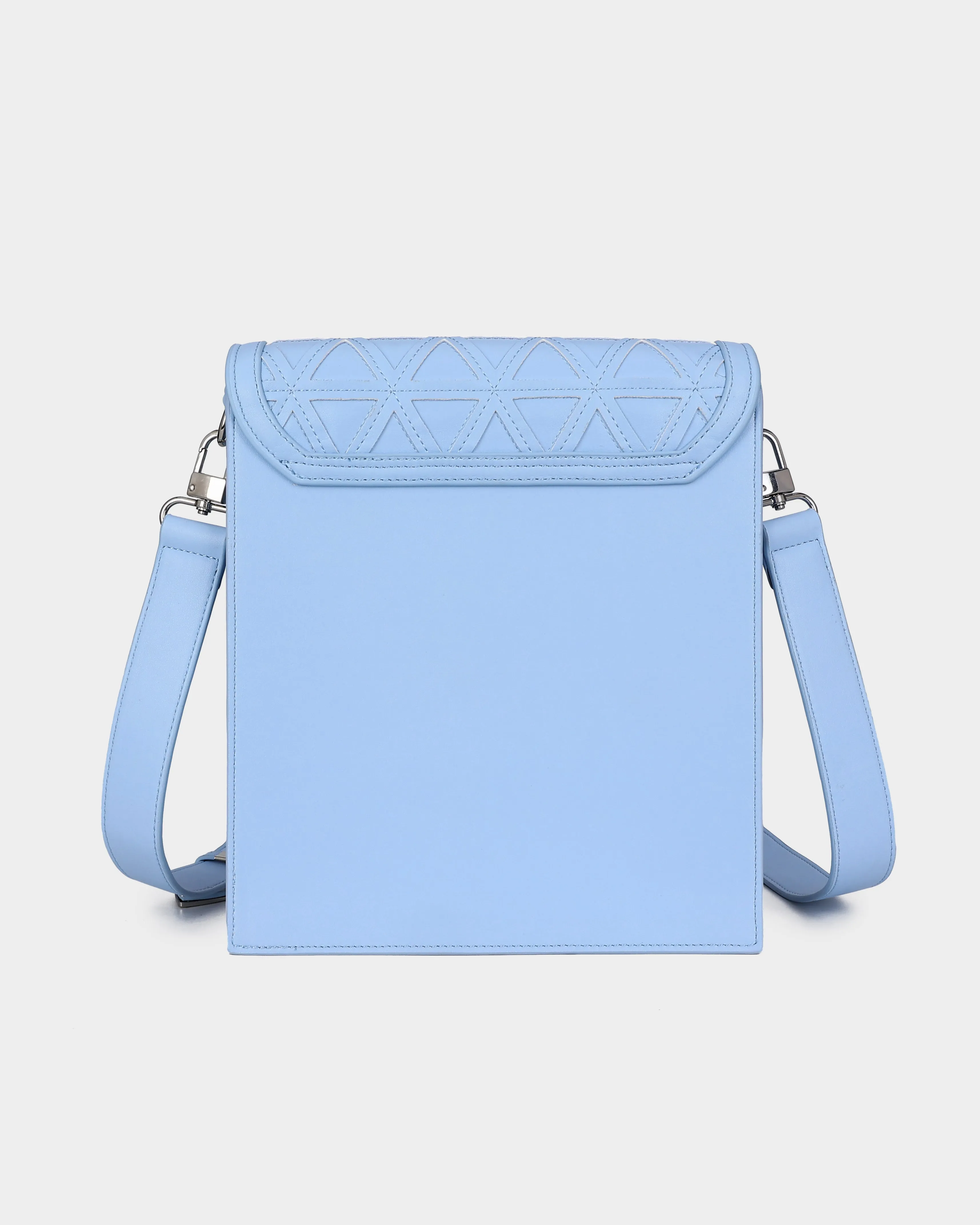 Woven Messenger Bag in Baby Blue