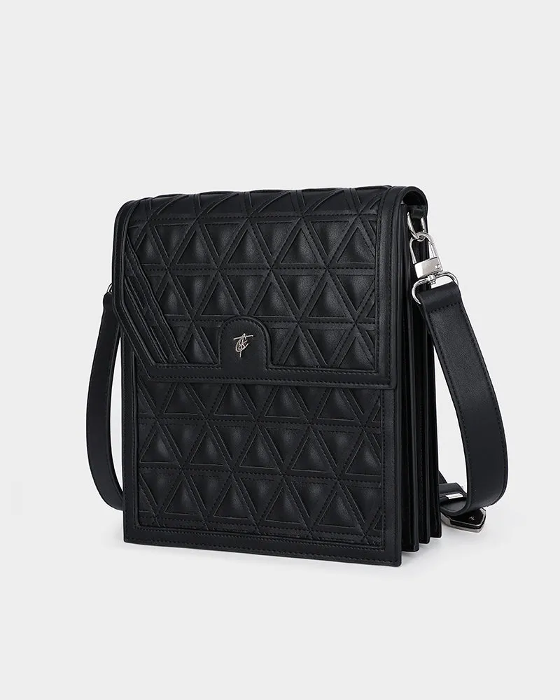 Woven Messenger Bag in Black