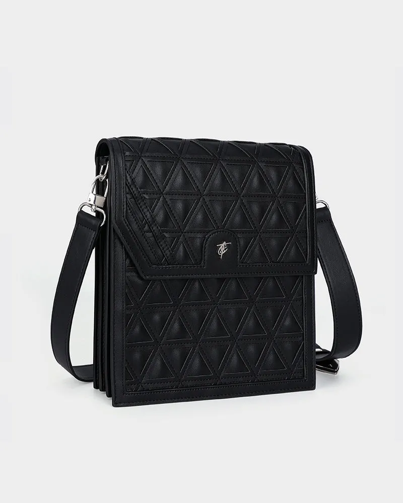 Woven Messenger Bag in Black