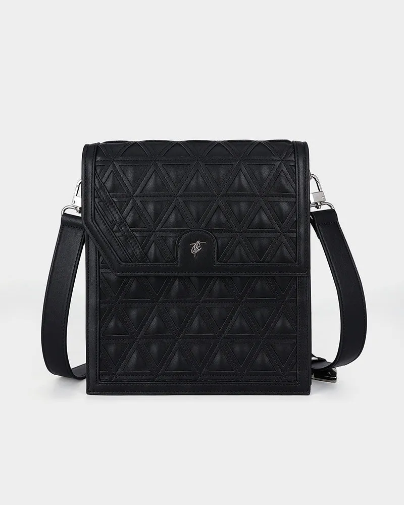 Woven Messenger Bag in Black