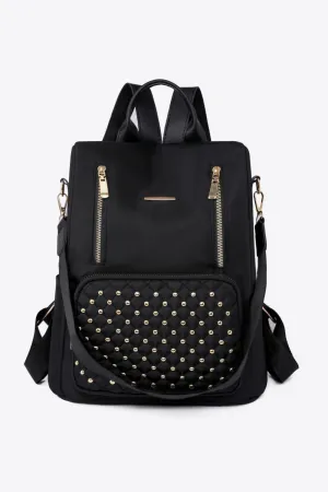 Zipper Pocket Beaded Backpack